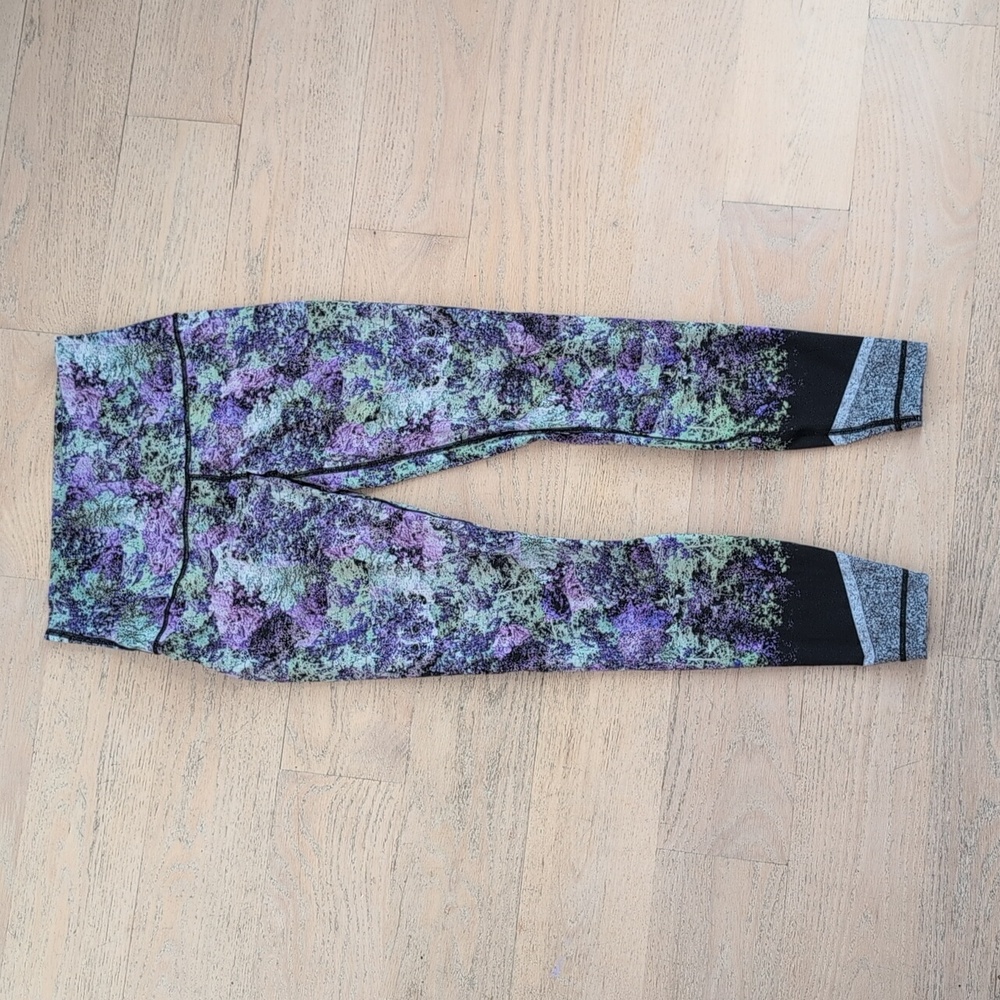 lululemon athletica Purple and Green Patterned Leggings 8